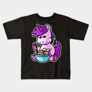 Unicorn Ramen Bowl Kawaii Neko Anime Japanese Noodles print Kids T-Shirt